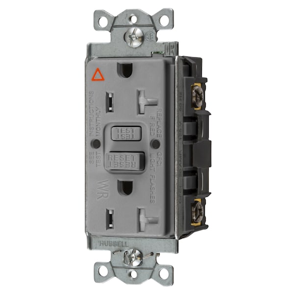 Dispositivos de Protección de Energía, Receptáculo, Autoprueba, GFCI, IG, TRWR, Grado Comercial, 20A 125V, 2 Polos 3 Cables a Tierra, 5-20R, Gris - GFTWRST20GYIG