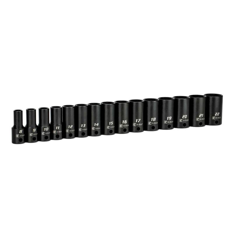 Juego de 15 piezas de vasos de impacto semiprofundos métricos de 3/8 pulgadas de Capri Tools - CP53000-15MX.