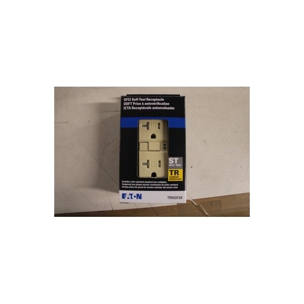 Eaton Salidas Doble GFCI Receptáculo 20A 125V Marfil Resistente a Manipulaciones - TRSGF20V