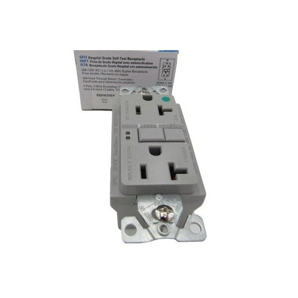 Eaton Surge Protection Devices SPDs GFCI Duplex Receptacle 2P 20A 125V Gray 3Wire - SGFH20GY