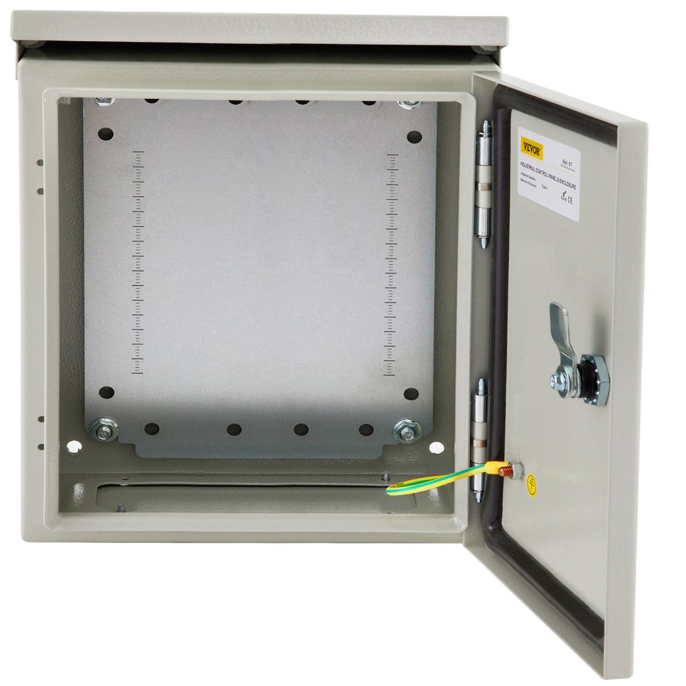 VEVOR Electrical Enclosure, 16x16x6in, Tested to UL Standards NEMA 4 Outdoor Enclosure, IP65 Waterproof & Dustproof Cold-Rolled Carbon Steel Hinged Junction Box for Outdoor Indoor Use, with Rain Hood - TUL40X40X15CM76QAV0
