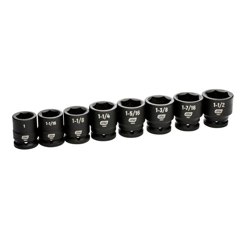 Juego de 8 piezas de dados de impacto SAE de 6 puntos de GEARWRENCH de 3/4 pulgadas con estuche de almacenamiento - 84034.