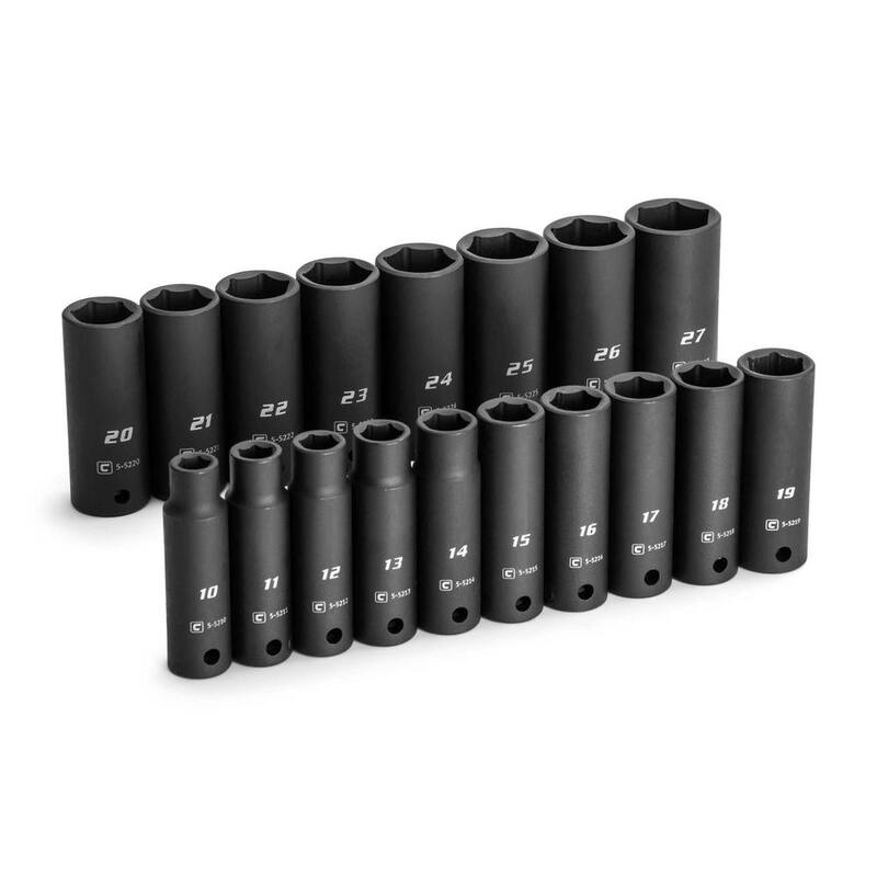 Juego de llaves de impacto métricas de 6 puntos de 1/2 pulgadas de Capri Tools (18 piezas) - CP55000-18MD