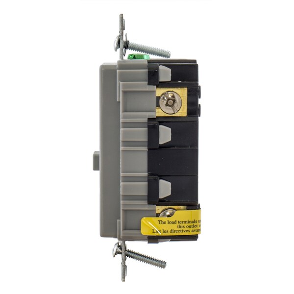 Dispositivos de Protección de Energía Hubbell Wiring Device-Kellems, Receptáculo, Auto Prueba, GFCI, IG, TRWR, Grado Comercial, 15A 125V, 2 Polos 3 Cables a Tierra, 5-15R, Gris - GFTWRST15GYIG
