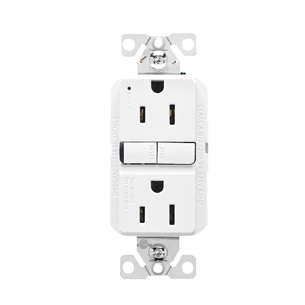 Receptáculo Eaton GFCI, 125 V, 15 A, NEMA: NEMA 5-15R, Conexión Trasera y Lateral, Blanco - GF15W-3-L