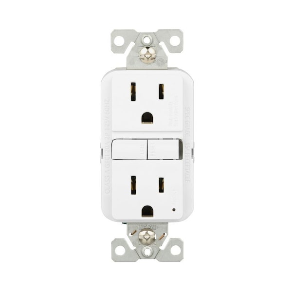 Receptáculo Eaton GFCI, 125 V, 15 A, NEMA: NEMA 5-15R, Conexión Trasera y Lateral, Blanco - GF15W-3-L