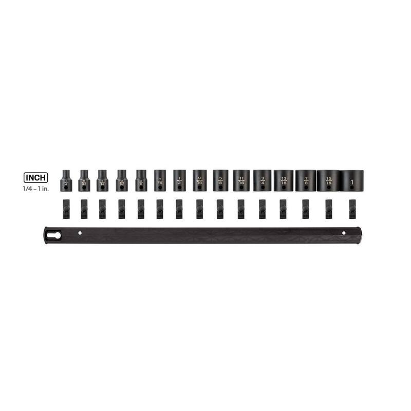 Juego de dados de impacto de 12 puntos TEKTON de 3/8 pulgadas (15 piezas) (1/4 a 1 pulgada) - Rieles - SID91112