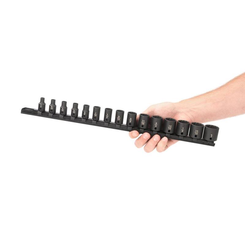 Juego de dados de impacto de 12 puntos TEKTON de 3/8 pulgadas (15 piezas) (1/4 a 1 pulgada) - Rieles - SID91112