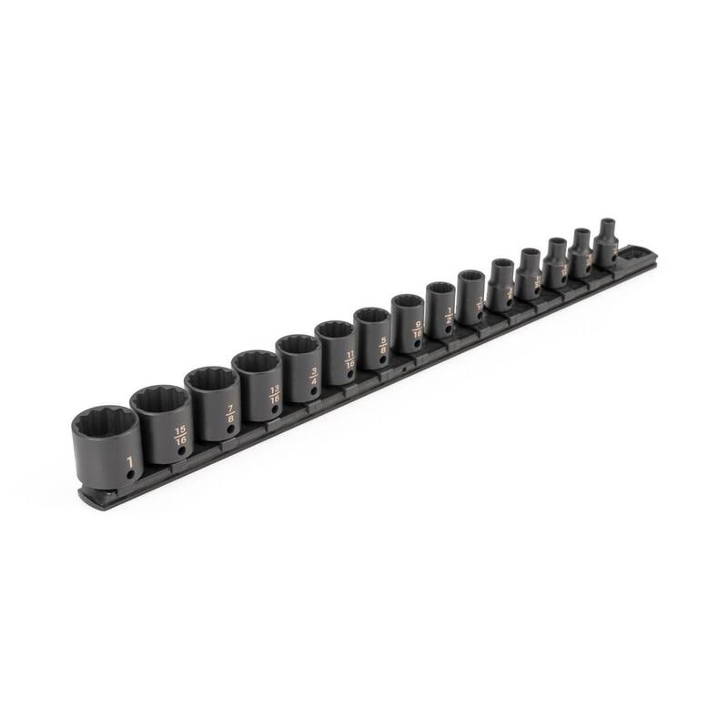 Juego de dados de impacto de 12 puntos TEKTON de 3/8 pulgadas (15 piezas) (1/4 a 1 pulgada) - Rieles - SID91112