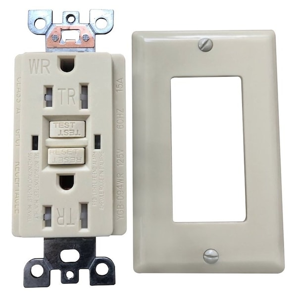 Genmax Tomacorriente de Pared GFCI, 15 A, Marfil - TRWR15VST