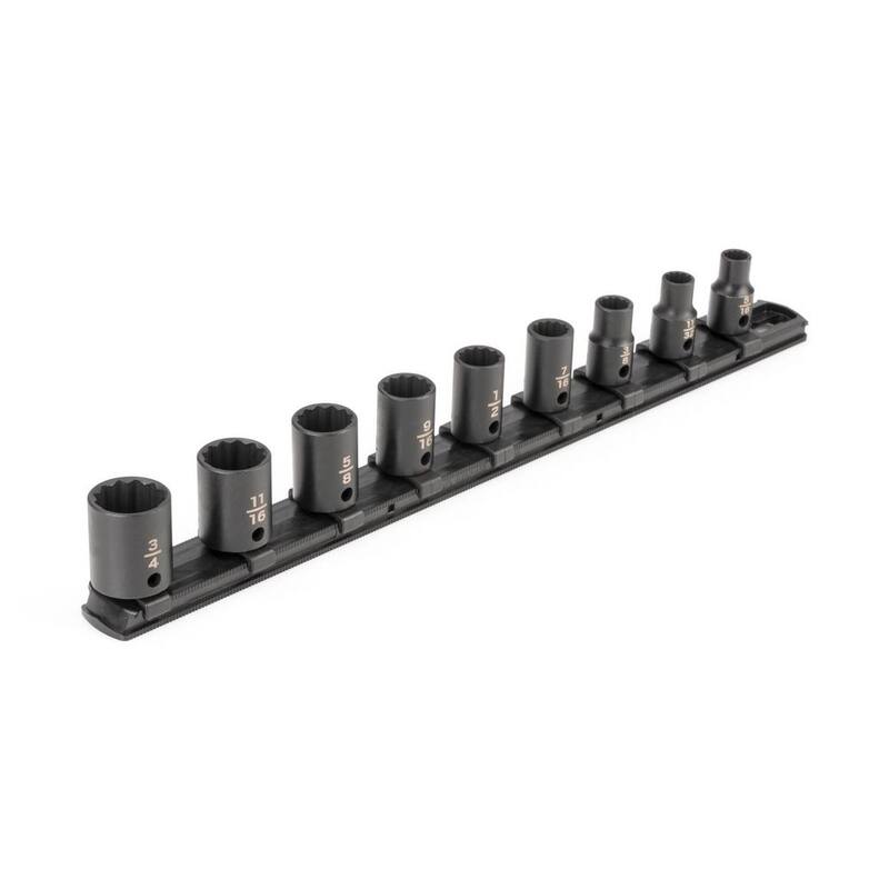 Juego de llaves de vaso de impacto de 12 puntos TEKTON de 3/8 pulgadas (9 piezas) (5/16-3/4 pulg.) - Rieles - SID91108