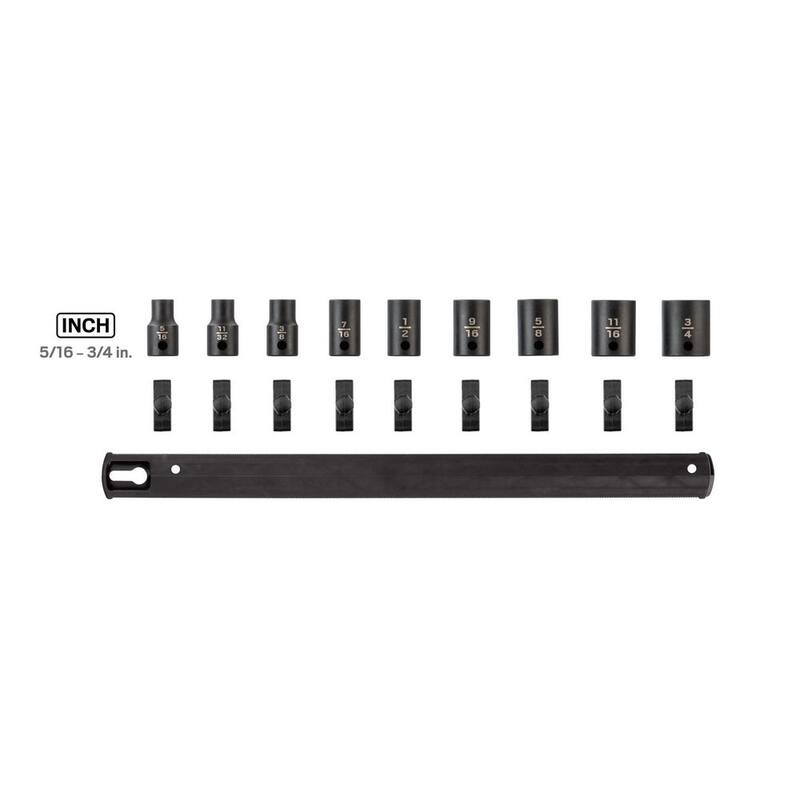 Juego de llaves de vaso de impacto de 12 puntos TEKTON de 3/8 pulgadas (9 piezas) (5/16-3/4 pulg.) - Rieles - SID91108
