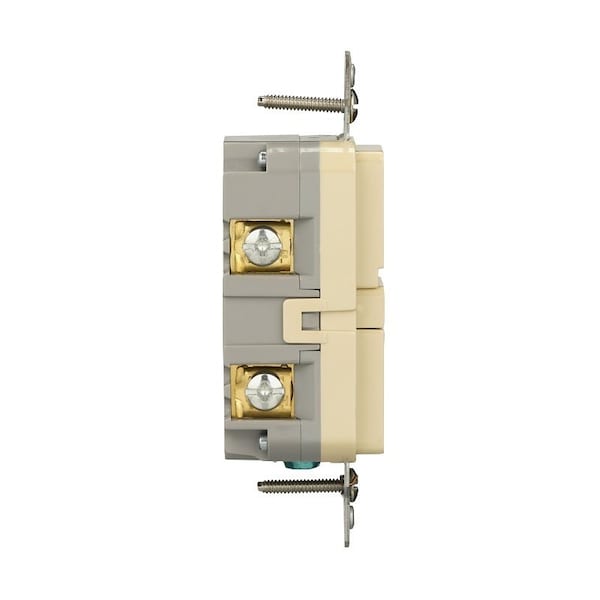 Receptáculo GFCI resistente a manipulaciones Eaton, 125 V, 15 A, NEMA: NEMA 5-15R, cableado trasero/lateral, marfil - TRGF15V