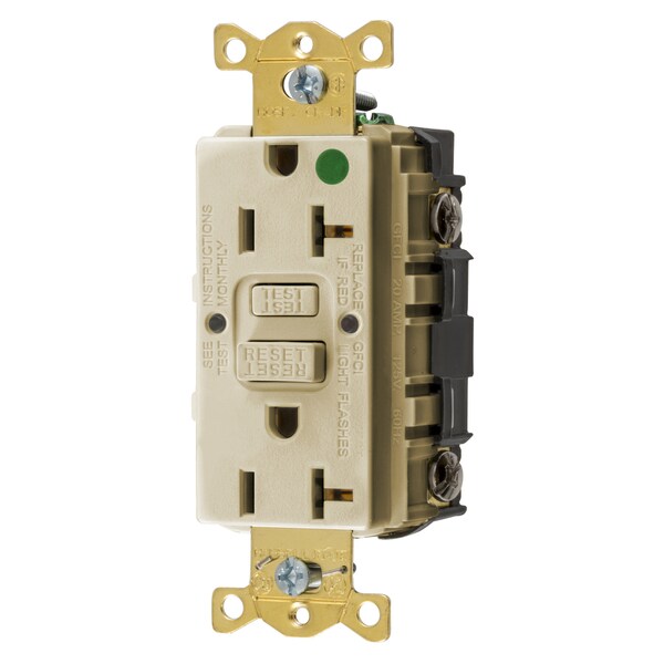 Receptáculo GFCI autoprueba de grado hospitalario de alta resistencia AUTOGUARD® (Ensamblado en EE. UU.), 20A, Marfil - GFRST83IU
