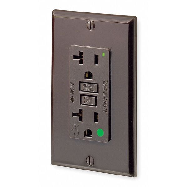 Receptáculo GFCI Leviton, 20 Amperios AC, 5-20R, Café - 7899-HGO