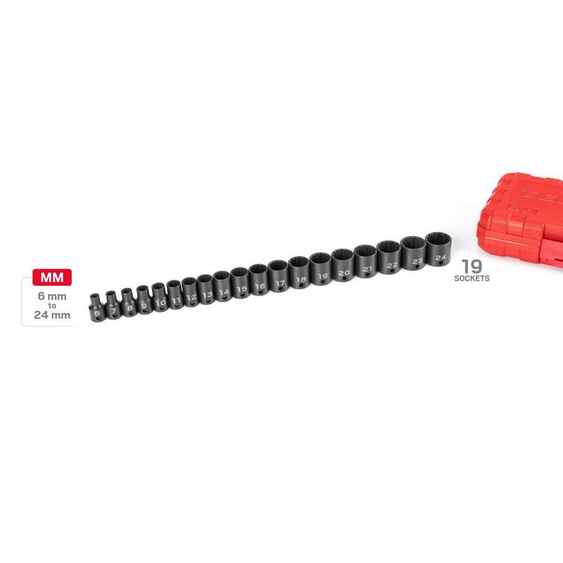 Juego de 19 piezas de dados de impacto de 12 puntos TEKTON 3/8 pulgadas (6 - 24 mm) - SID91306