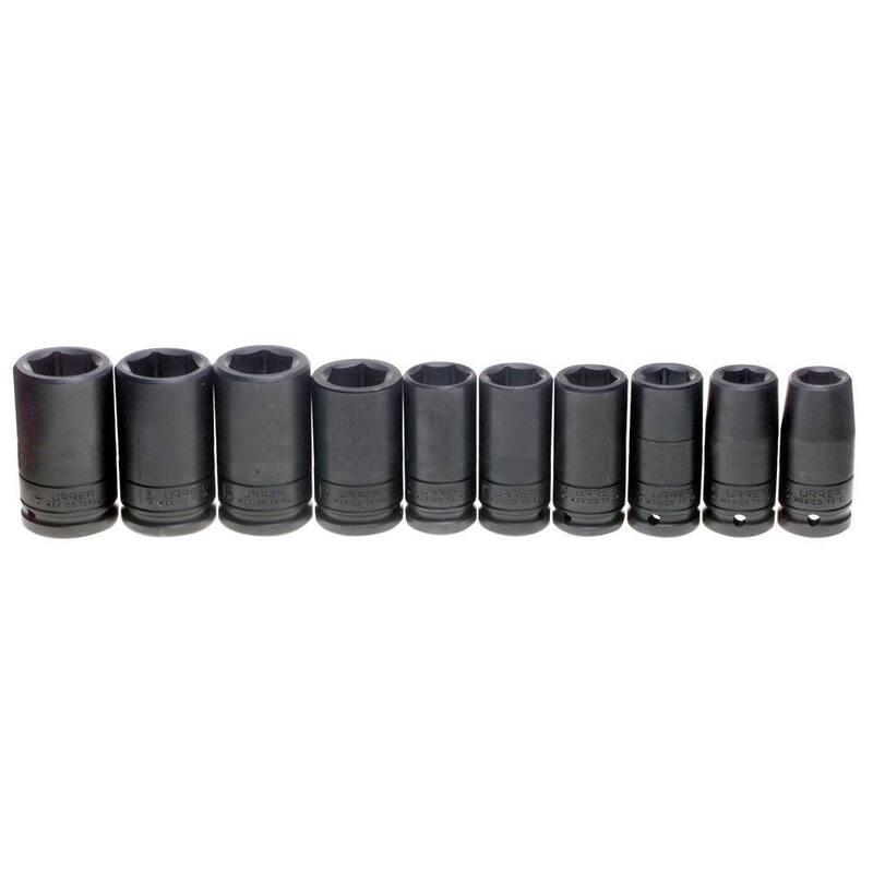 Juego de 10 piezas de llaves de impacto de 6 puntos URREA de 3/4 de pulgada de tamaño largo - 750010L