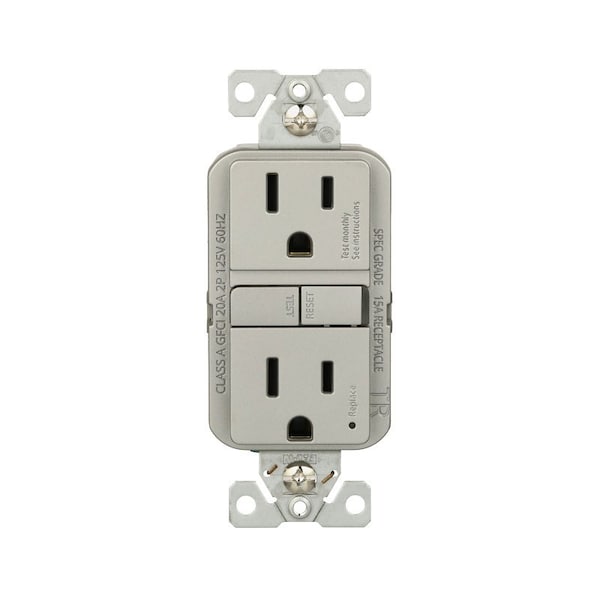 Receptáculo Eaton con protección contra fallas a tierra, 125 V, 15 A, NEMA: NEMA 5-15R, cableado trasero y lateral - TRGF15SG-BX-L