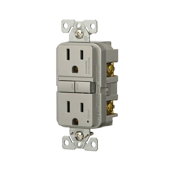 Receptáculo Eaton con protección contra fallas a tierra, 125 V, 15 A, NEMA: NEMA 5-15R, cableado trasero y lateral - TRGF15SG-BX-L