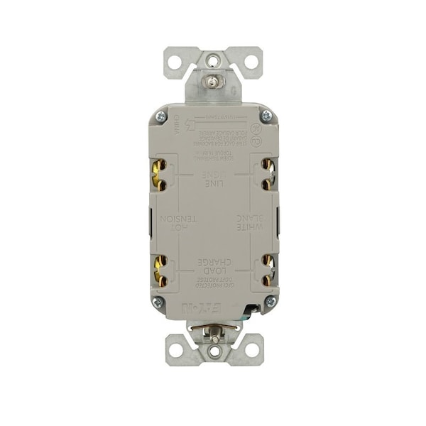 Receptáculo Eaton con protección contra fallas a tierra, 125 V, 15 A, NEMA: NEMA 5-15R, cableado trasero y lateral - TRGF15SG-BX-L