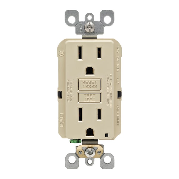 Leviton SmartlockPro Toma de corriente GFCI Duplex Marfil de 15 amperios 125 V 5-15R 1 pk - GFNT1-0KI