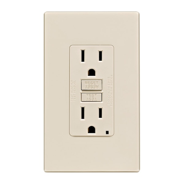 Leviton SmartlockPro 15 amperios 125 V Dúplex Almendra Claro Receptáculo GFCI 5-15R 1 pz - C36-GFNT1-0PT