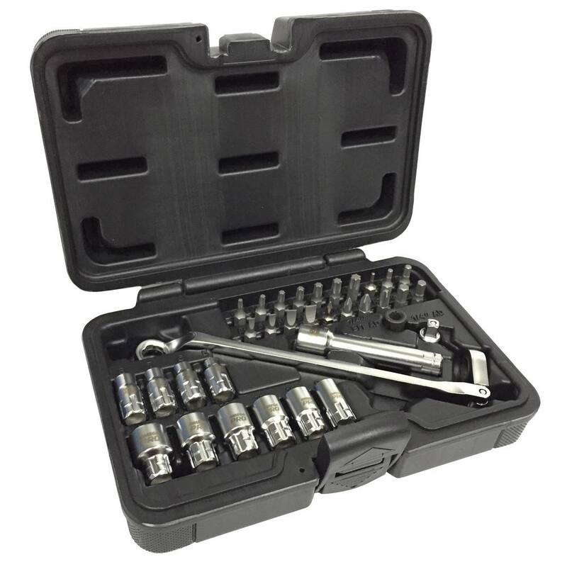 Juego de llaves de vaso y llave Omega Go-Through de 1/2 pulg. con trinquete flexible en estuche moldeado (34 piezas) - 83029