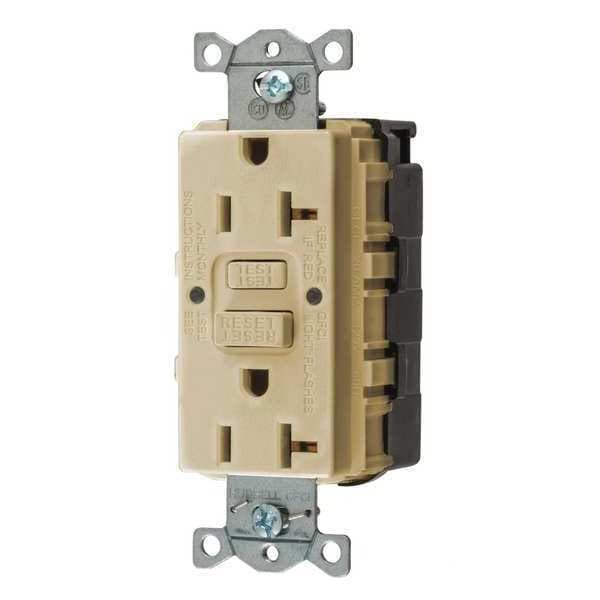Receptáculo GFCI Hubbell Wiring Device-Kellems, 20A, 125VAC, 5-20R, marfil - SNAPGF20I