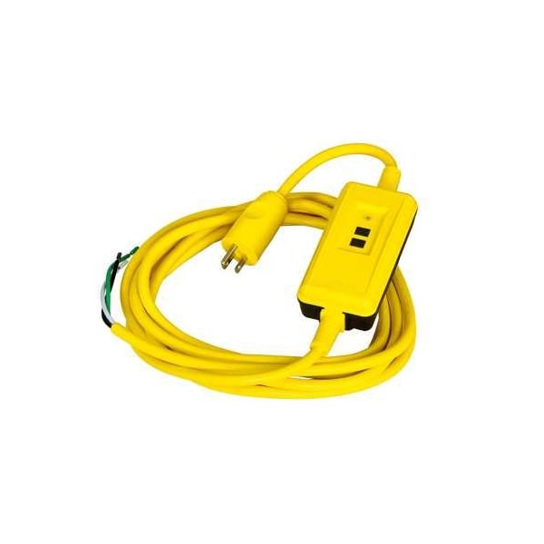 Fuente de alimentación portátil GFCI de servicio extra pesado con ajuste manual, 15A, 120V AC, 15' cables pelados, negro - GFPSTOEMM