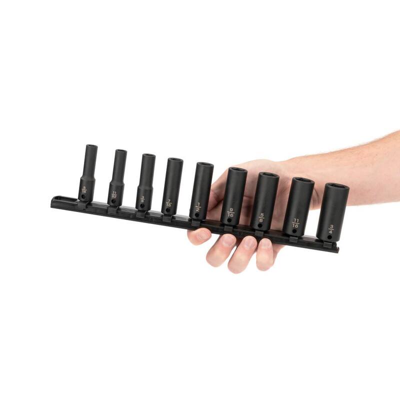 TEKTON Juego de 9 piezas de dados de impacto de 6 puntos profundos de 3/8 de pulgada, medida de 5/16 a 3/4 de pulgada - SID91101.
