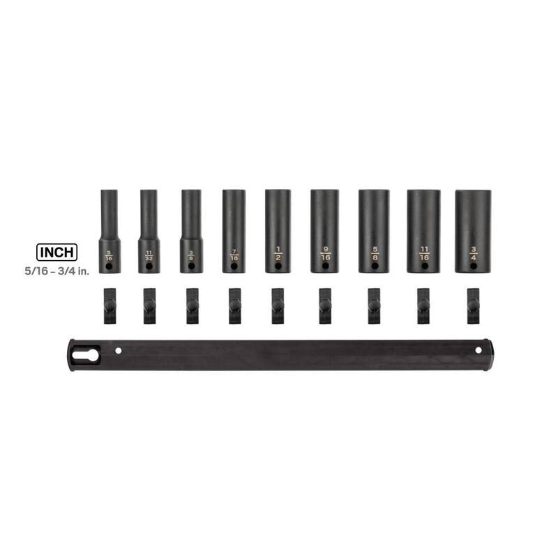 TEKTON Juego de 9 piezas de dados de impacto de 6 puntos profundos de 3/8 de pulgada, medida de 5/16 a 3/4 de pulgada - SID91101.