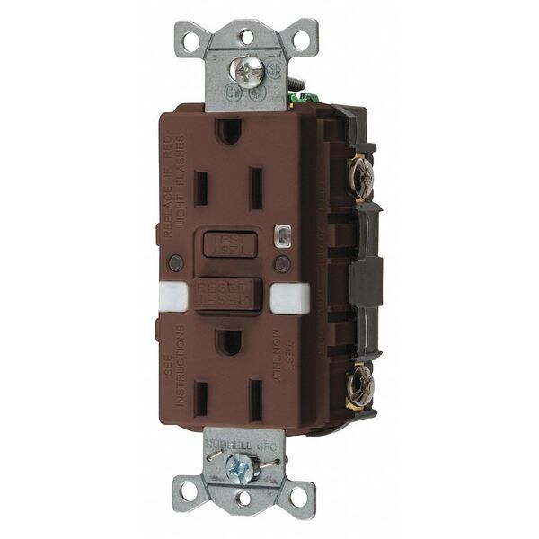 Receptáculo GFCI Hubbell Wiring Device-Kellems, Comercial, Marrón, 15A, 0.5 HP - GFRST15NL