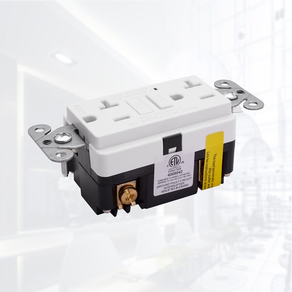 Salida GFCI de auto prueba de 20A, Receptáculo GFI con placa de pared, blanco - GLS-20A-WH