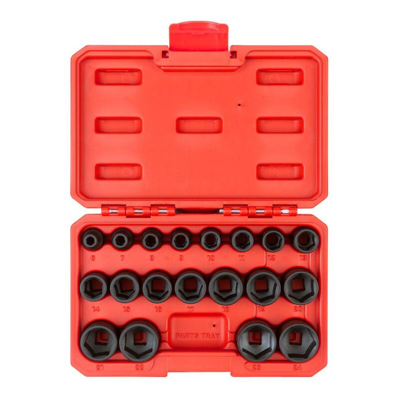Juego de dados de impacto TEKTON de 3/8 pulgadas, de 6 puntas, 19 piezas (6 mm - 24 mm) - Estuche - SID91302