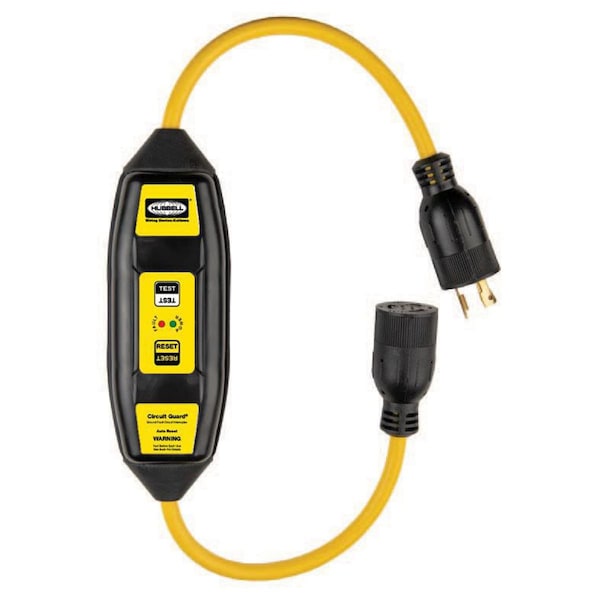 Dispositivo portátil GFCI Hubbell Wiring Device-Kellems, 20 AMP, 250 Voltios, Auto prueba, Set Automático, Cable de 25 FT, Triple Enchufe, Amarillo - GFPILST20250LKA
