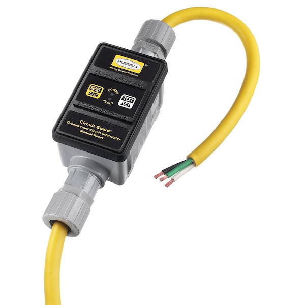 Dispositivo portátil GFCI de Hubbell Wiring Device-Kellems, 30 AMP, 120 Voltios, Auto Prueba, Configuración Manual, Cable de 6 pies, Negro - GFPST1305