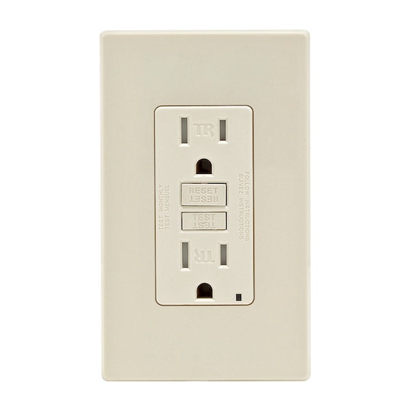 Leviton Tomacorriente/color Almendra Claro 15 amperios 125 V 5-15R 1 pk - C36-GFTR1-0PT