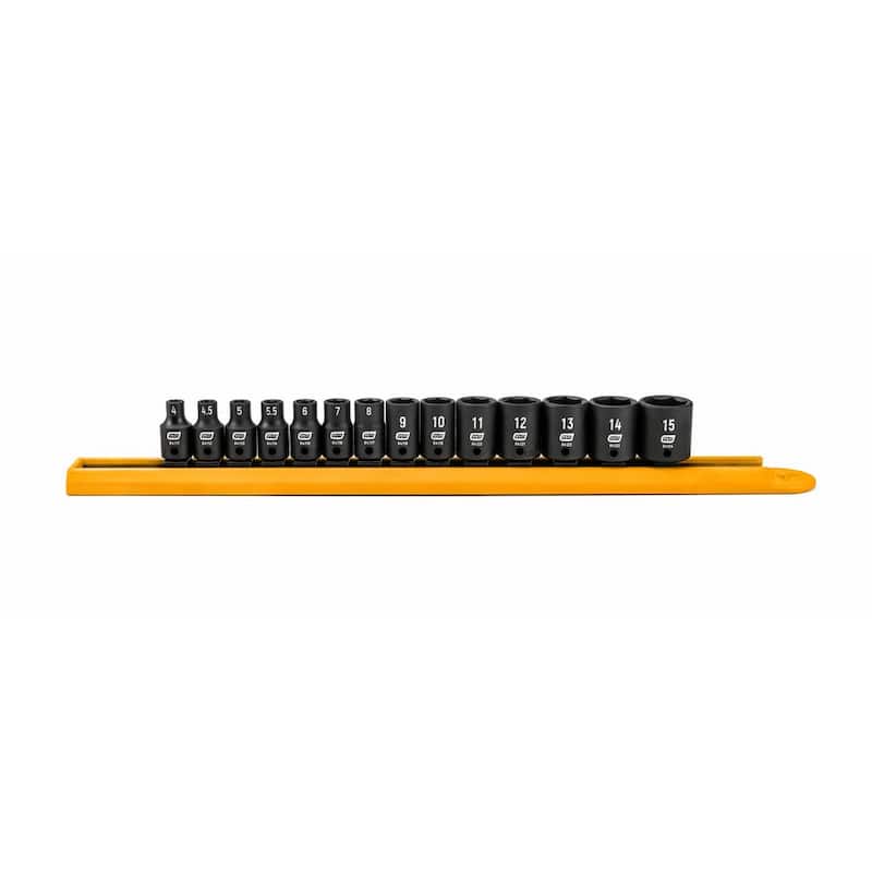 Juego de enchufes de impacto métrico estándar de 6 puntos 1/4 de pulgada de GEARWRENCH (14 piezas) - 84907