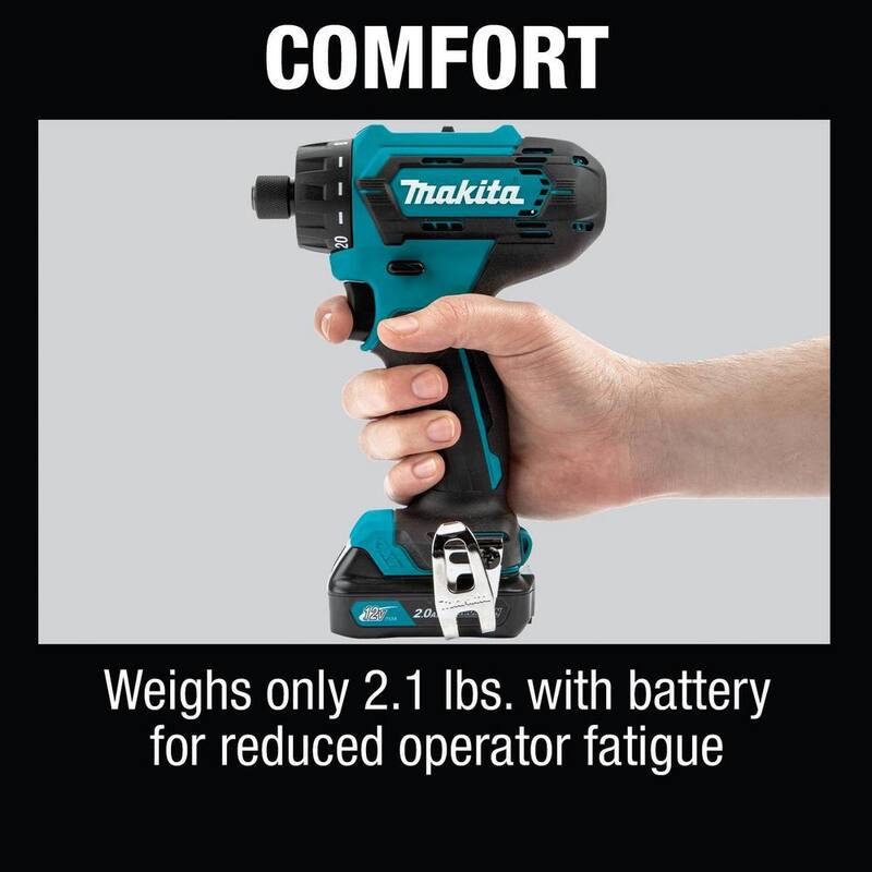 Kit destornillador inalámbrico de 12V máx CXT de iones de litio 1/4 de pulgada de Makita, 2.0Ah - FD10R1