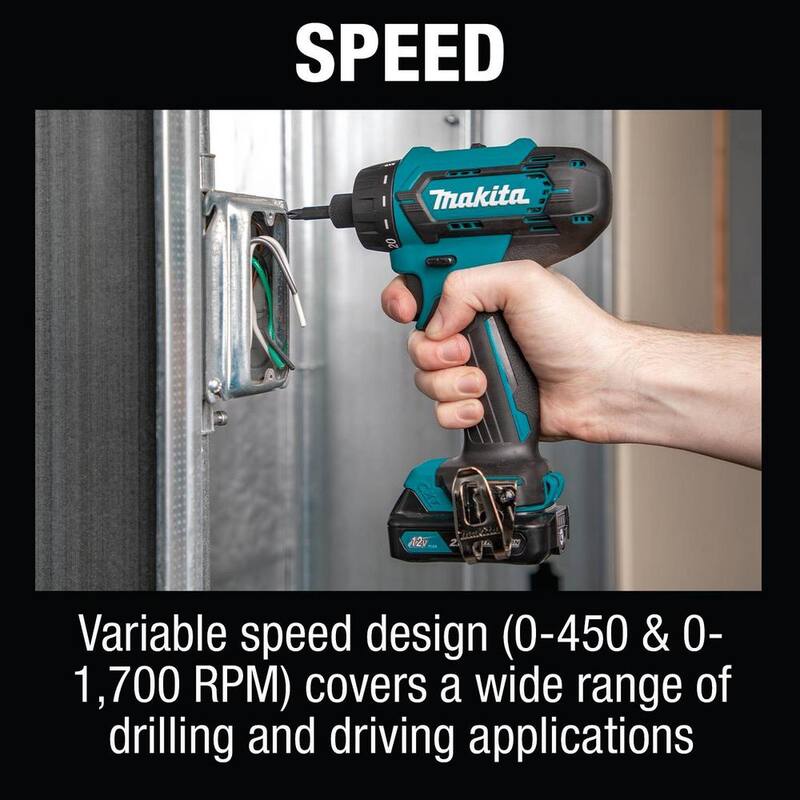 Kit destornillador inalámbrico de 12V máx CXT de iones de litio 1/4 de pulgada de Makita, 2.0Ah - FD10R1