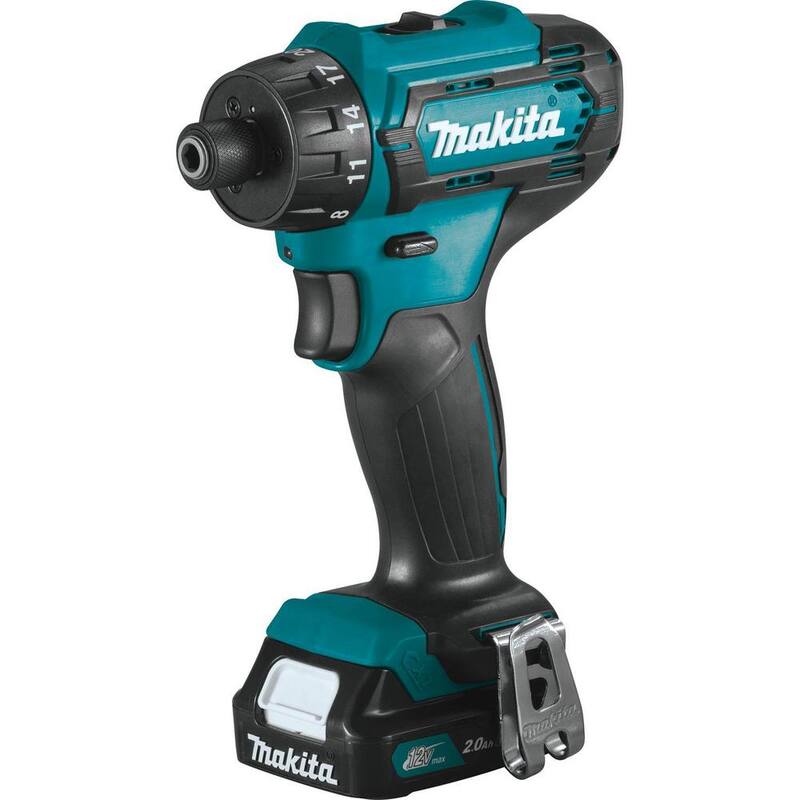 Kit destornillador inalámbrico de 12V máx CXT de iones de litio 1/4 de pulgada de Makita, 2.0Ah - FD10R1