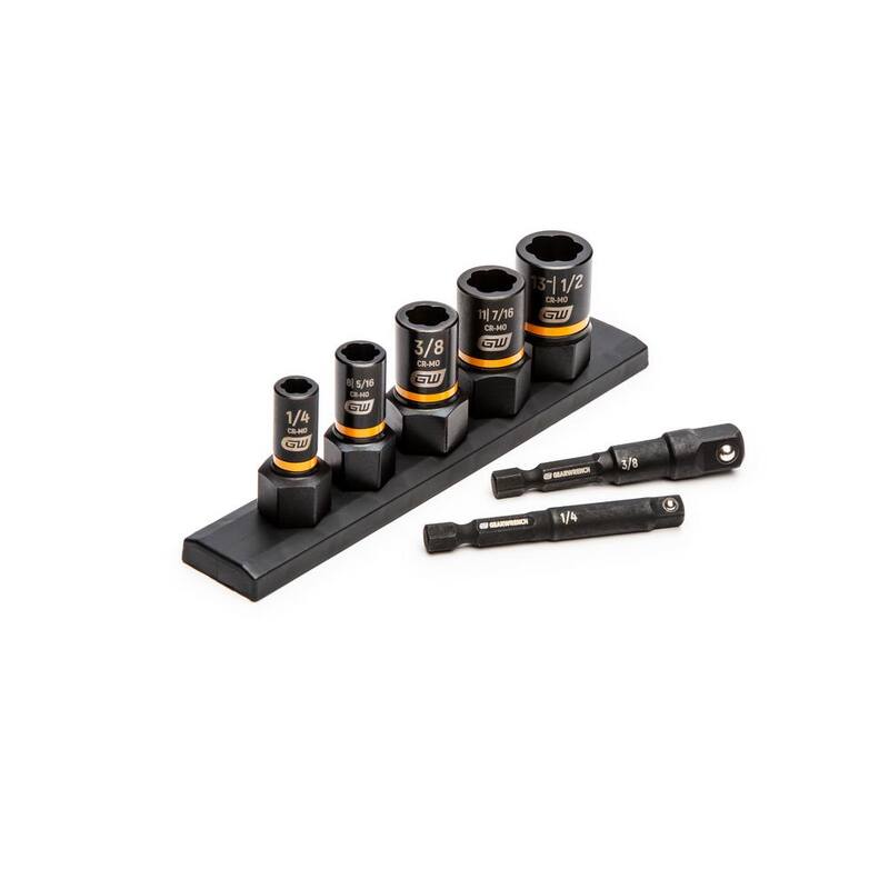 Juego de Cachimbas de Extracción de Impacto GEARWRENCH Bolt Biter de 1/4 y 3/8 pulgadas con Mango SAE (7 piezas) - 83911