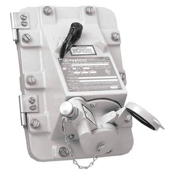 Receptáculo con interruptor para ubicaciones peligrosas Appleton Electric 3W 4P 30A 600VAC - JBR3034-150