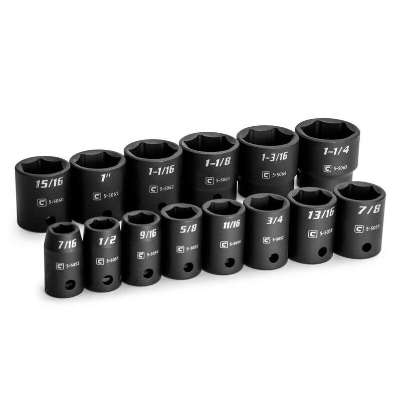 Juego de dados de impacto profundo de 6 puntos SAE de 1/2 pulgadas de Capri Tools (14 piezas) - CP55000-14SS