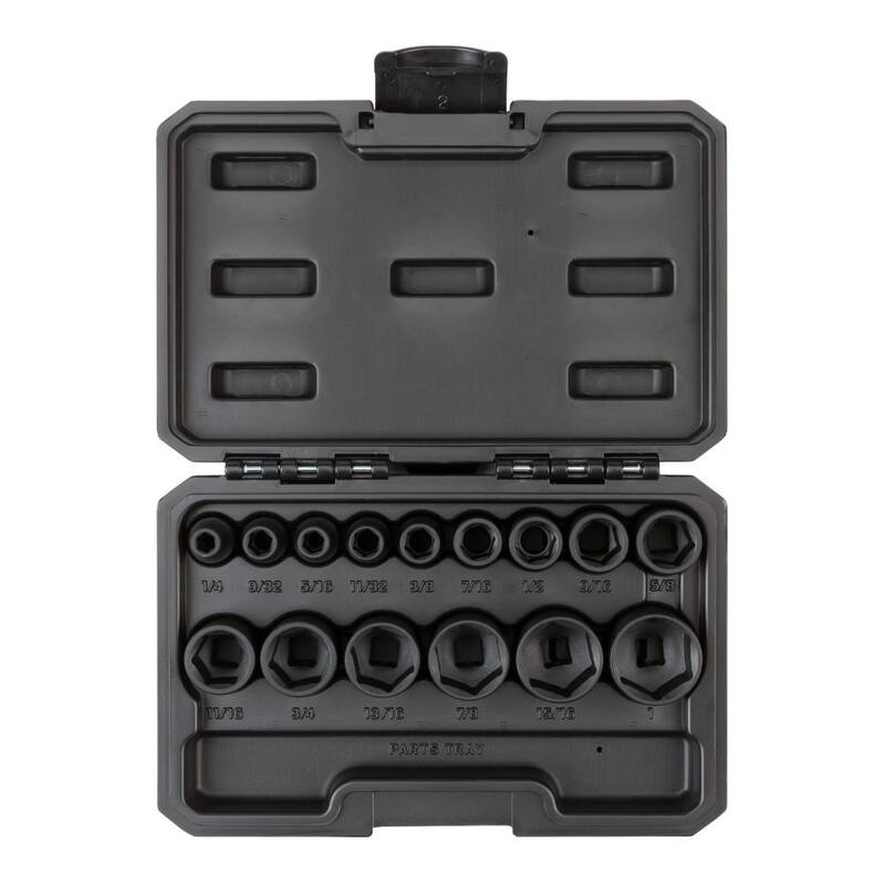 Set de 15 piezas de puntas de impacto de 6 puntos TEKTON de 3/8 pulgadas de accionamiento (de 1/4 a 1 pulgada) - Estuche - SID91300