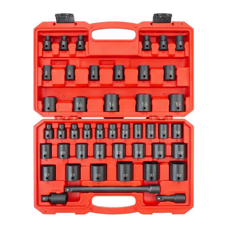 Juego de 45 piezas de dados de impacto de 6 puntos de 1/2 pulgadas, TEKTON (5/16 a 1-1/4 pulgadas, 8 mm a 32 mm) - SID92403