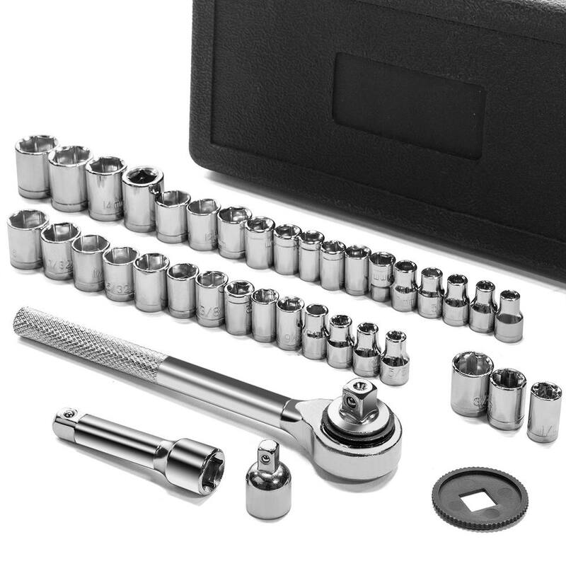 Juego de 40 piezas de dados de impacto doble combinación SAE/Métrico de 1/4 y 3/8 pulgadas Stark - 35000-H