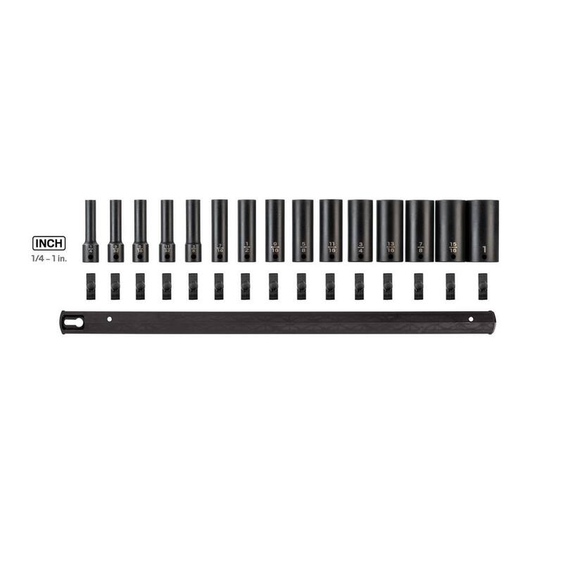 Juego de dados de impacto profundos de 12 puntos de 3/8 pulgadas TEKTON (15 piezas) (1/4-1 pulg.) - Rieles - SID91113