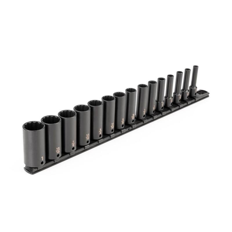 Juego de dados de impacto profundos de 12 puntos de 3/8 pulgadas TEKTON (15 piezas) (1/4-1 pulg.) - Rieles - SID91113