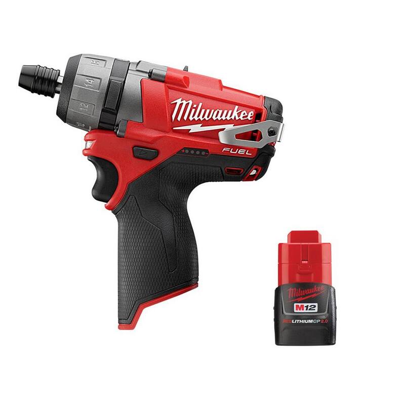 Milwaukee M12 FUEL 12V Destornillador inalámbrico sin escobillas de iones de litio de 1/4 de pulgada Hexagonal de 2 velocidades con batería compacta de 2.0 Ah - 2402-20-48-11-2420